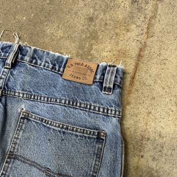 2000s US Polo Assc Thrashed Baggy Wide Leg Jeans