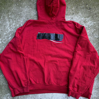 BALENCIAGA OVERSIZED RED GAFFER LOGO HOODIE