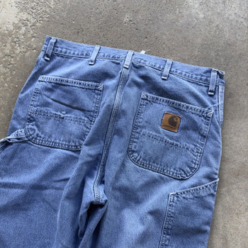 1990S/2000S CARHARTT FADED BAGGY BLANKET LINED CARPENTER DENIM JEANS