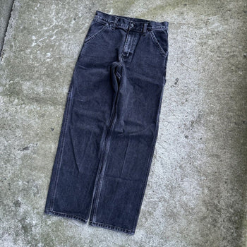 CARHARTT WIP FADED BLACK DENIM CARPENTER PANTS