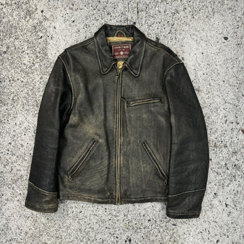 1990s BLACK FADED AGED LEATHER JACKET