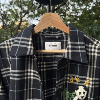 Doublet Puppet Animal Panda Plaid Flannel Shirt