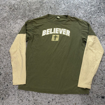 Camiseta de manga larga de doble capa Believer de los años 2000