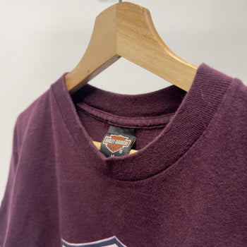 Vintage 1990s Harley Davidson Maroon Logo Tee