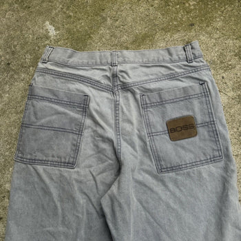 1990S/2000S Y2K BOSS BAGGY FADED THRASHED DENIM JEAN SHORTS