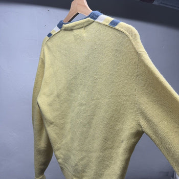 1970s Faded Orlon Acrylic Vertical Striped Cardigan Sweater