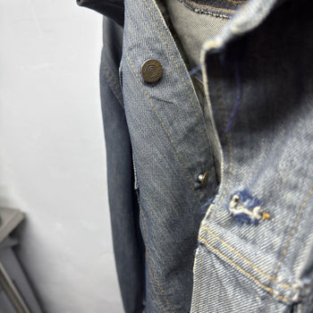 1960s 1970s Sears Thrashed Distressed Selvedge Denim Trucker Jacket