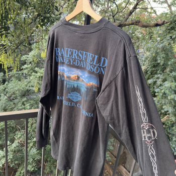 2000s Harley Davidson Faded Tribal Skull Flame Longsleeve Tee