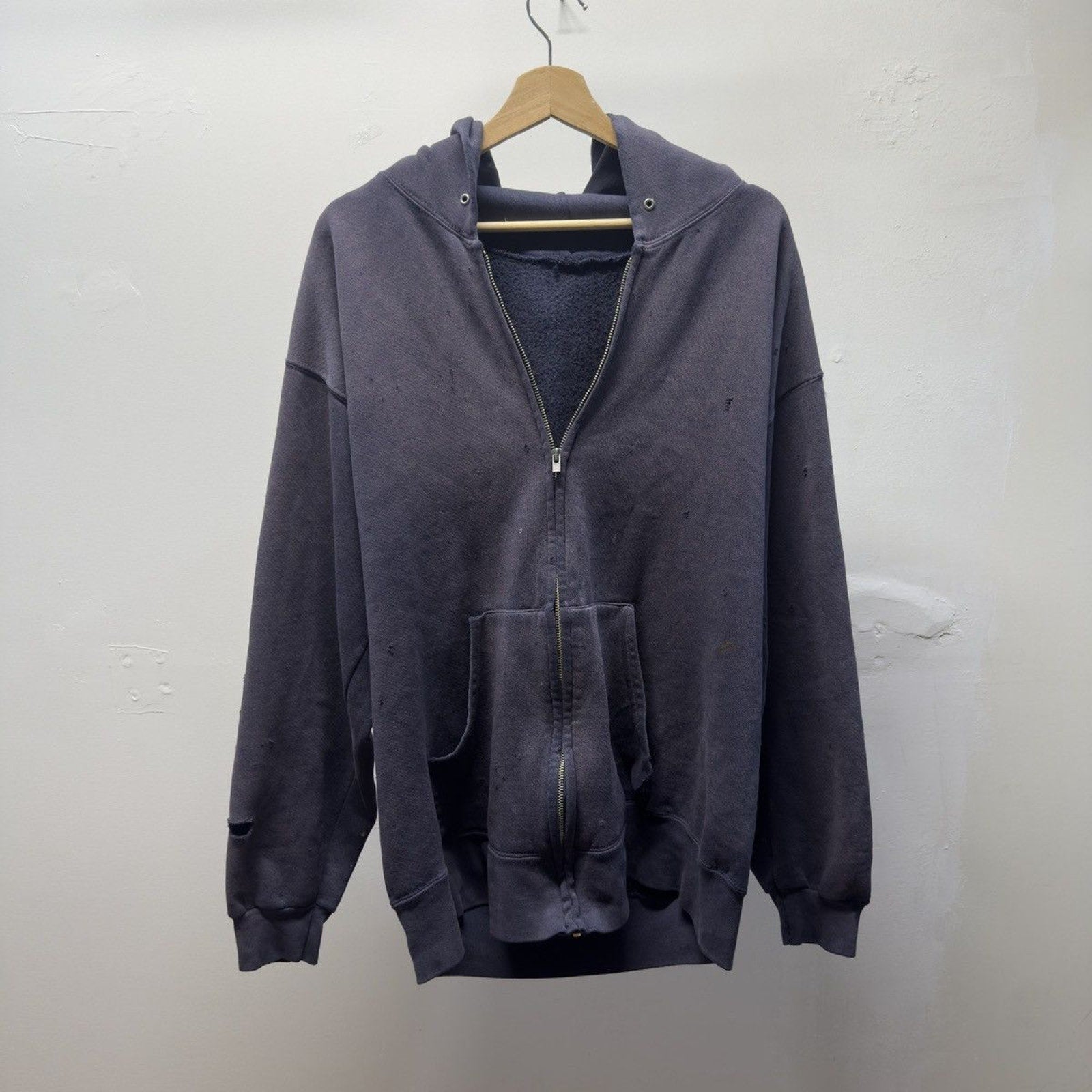 Vintage 1990s Made in USA Faded Distressed Zip Up Hoodie