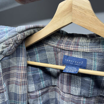 1990s Faded Distressed Plaid Grunge Flannel Shirt