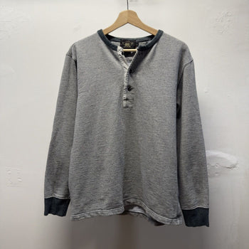 Vintage 2000s RRL Grey Henley Sweatshirt Faded
