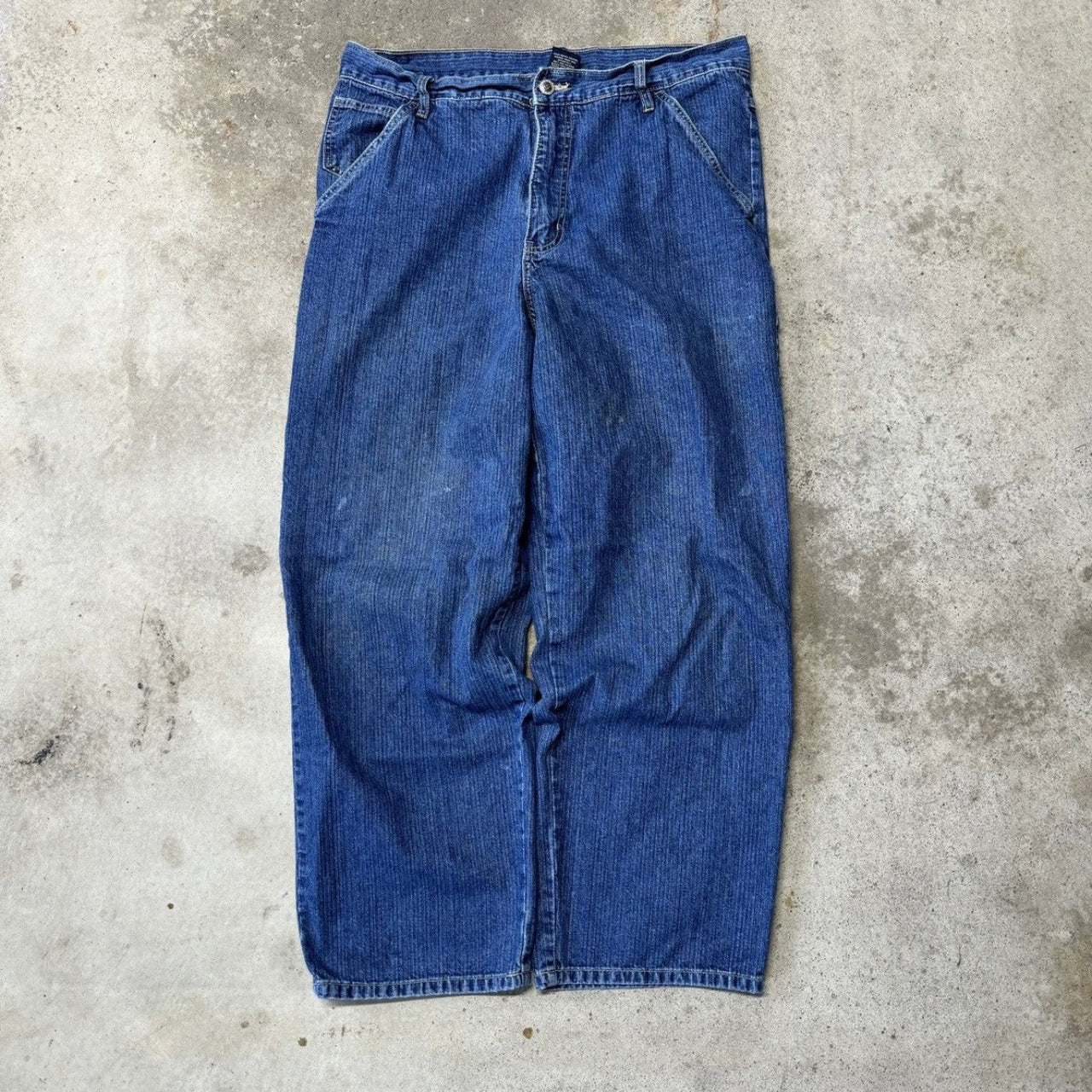 2000s Faded Wide Leg Baggy Pinstripe Jeans