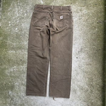 1990s CARHARTT FADED THRASHED GREEN DENIM JEANS