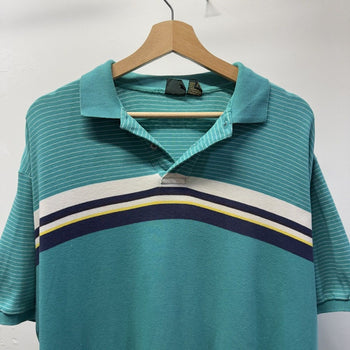 Vintage 1990s Striped Single Stitch Polo Shirt