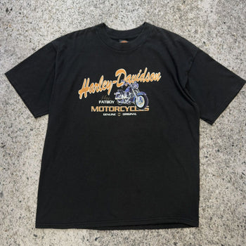 Camiseta de motocicletas Fatboy descoloridas de Harley Davidson de los años 90