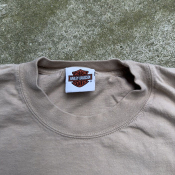 2000S HARLEY DAVIDSON TAN FLAME LOGO LONGSLEEVE TEE