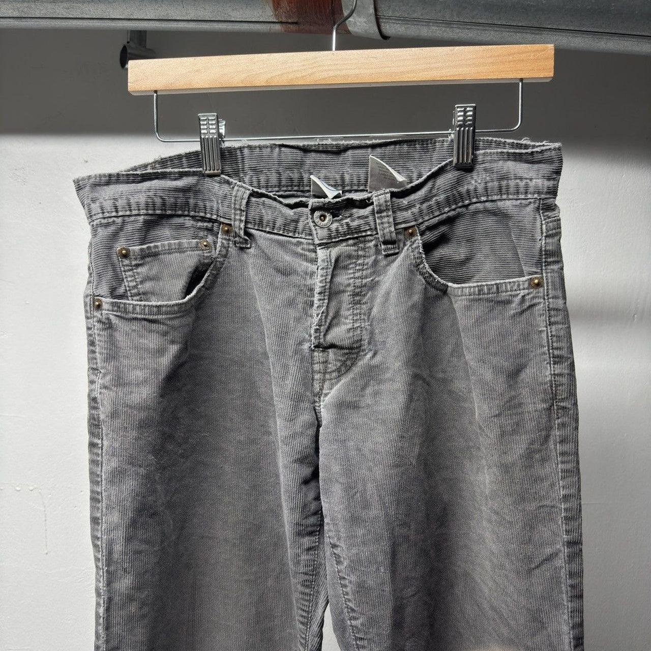 2000s Low Rise Thrashed Faded Distressed Corduroy Pants