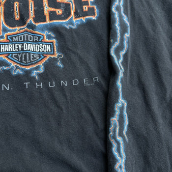 2000S HARLEY DAVIDSON LIGHTNING THUNDER MAKE SOME NOISE LONGSLEEVE TEE