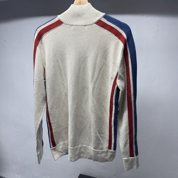 2000s J Crew Acrylic Wool Striped Zip Up Sweater