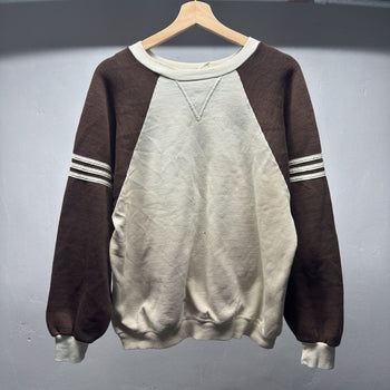 1970s 1980s Russell Athletic Thrashed Striped Raglan Sweatshirt