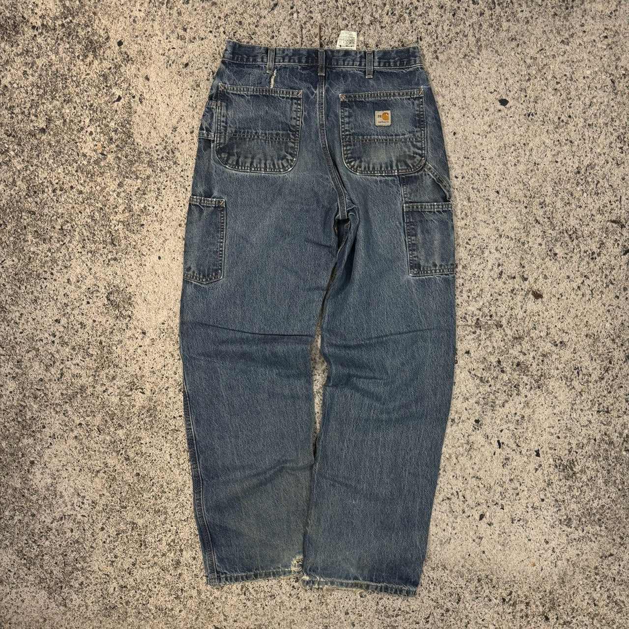 2000S THRASHED FADED CARHARTT DENIM WORKWEAR JEANS