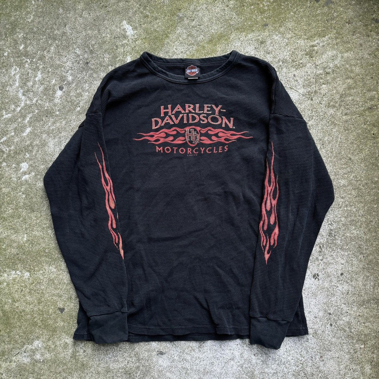 2000S HARLEY DAVIDSON FLAME LOGO LONGSLEEVE THERMAL