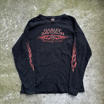 2000S HARLEY DAVIDSON FLAME LOGO LONGSLEEVE THERMAL