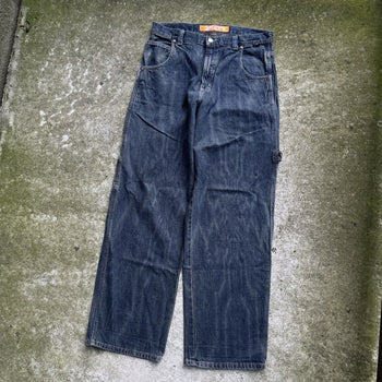 1990S Y2K FRACTAL BAGGY DENIM CARPENTER FADED SKATER JEANS