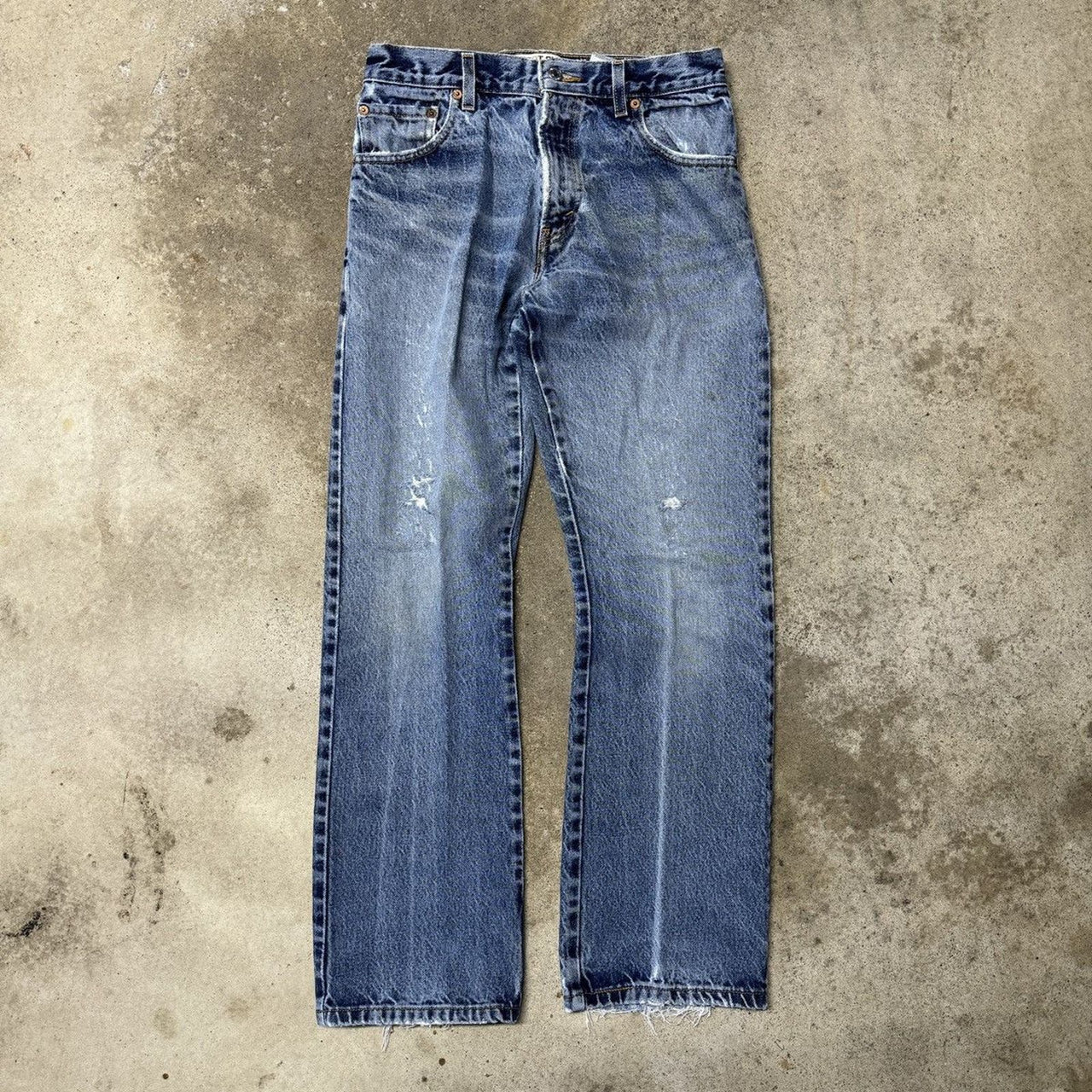 2000S THRASHED FADED LEVI’S 517 BOOT CUT DENIM JEANS