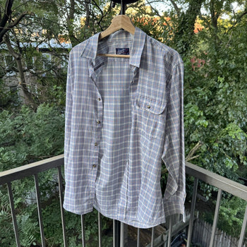 1970s Levi's Thrashed Faded Distressed Light Plaid Shirt
