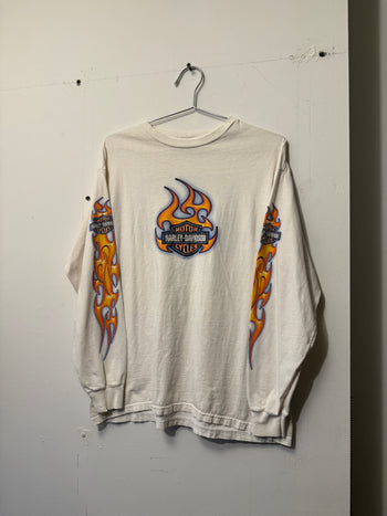 2000s HARLEY DAVIDSON FLAME LOGO FADED THRASHED LONGSLEEVE