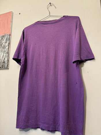 1980S THRASHED BLANK PURPLE POCKET TEE