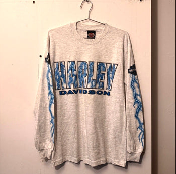 1990s HARLEY DAVIDSON LIGHTNING LOGO LONGSLEEVE TEE