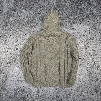 Sudadera con capucha y cremallera de punto trenzado de lana de los años 90