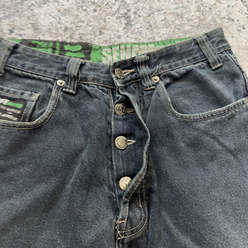 1990s Y2K Thrashed Faded Denim Skater Shorts