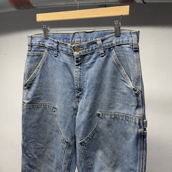2000s Carhartt Thrashed Faded Denim Double Knee Pants