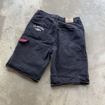 2000S US POLO ASSN BAGGY DENIM BLACK JEAN SHORTS JORTS