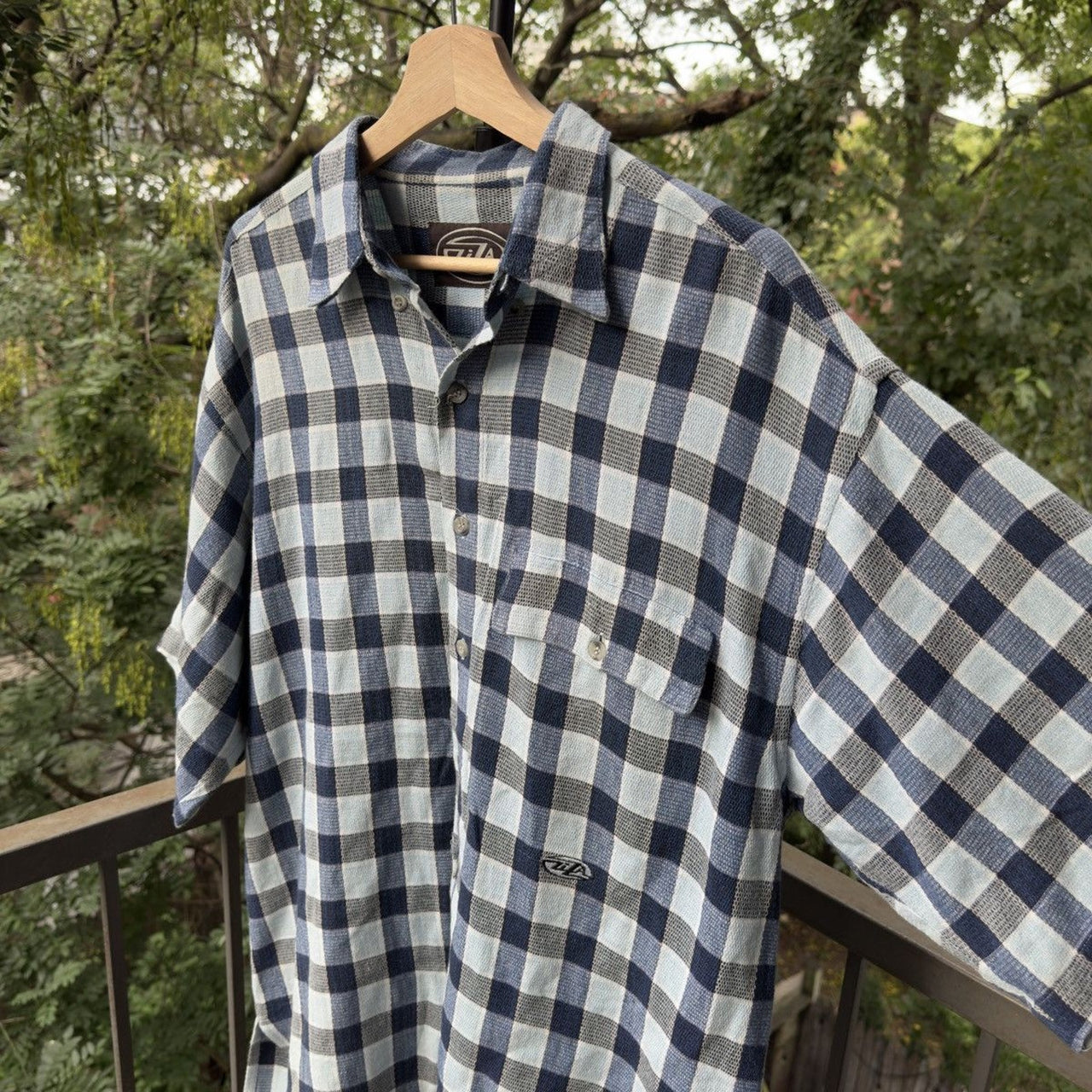1990s Y2K Striped Checkered Shirt