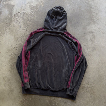 NEEDLES CHARCOAL GREY EMBROIDERED VELOUR TRACK HOODIE