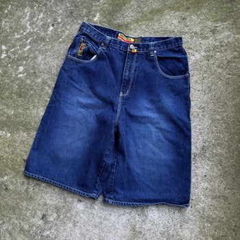 2000S Y2K BROOKLYN EXPRESS FADED DENIM JEAN SHORTS JORTS