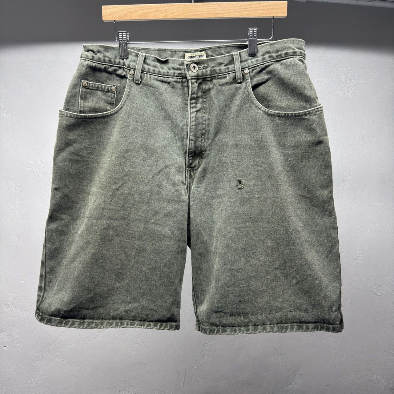 1990s Guess Jeans Faded Thrashed Denim Shorts