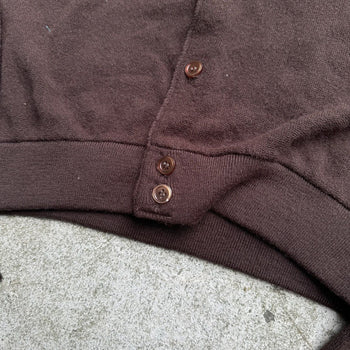 1970s SEARS DRAGON FLAME BROWN KNIT CARDIGAN SWEATER