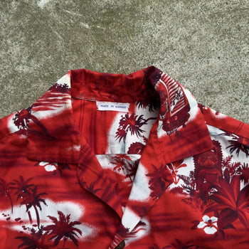 60s 70s ALOHA TIKI MADE IN HAWAII RED SHIRT