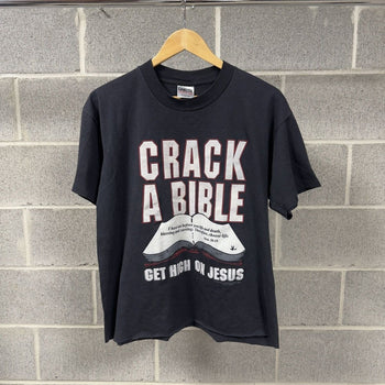 1990s Faded Crack A Bible Get High On Jesus Tee