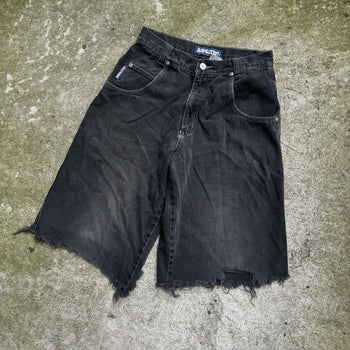 2000S THRASHED FADED BREAKDOWN DENIM SKATER JEAN SHORTS