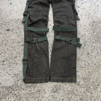 2003 Dolce & Gabbana AW03 Runway Bondage Parachute Denim Grey