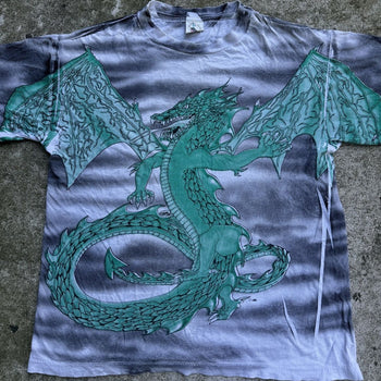 1990s DRAGON SKETCH FADED AOP TEE