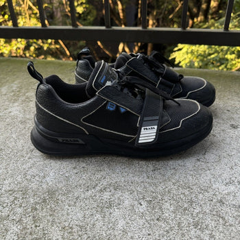 PRADA MECHANO LEATHER TRAINER SNEAKERS