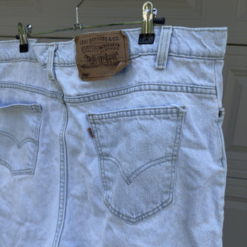1990s Levi's 550 Orange Tab Light Wash Faded Denim Shorts