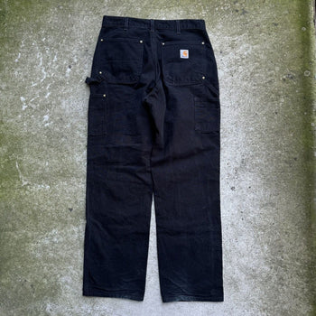 CARHARTT FADED BLACK DOUBLE KNEE PANTS